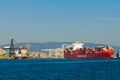 Container ship in Oakland harbor