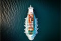 Container Ship in the Ocean. Top View. 3d Rendering Royalty Free Stock Photo