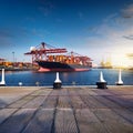 container ship piered at the harbour AI generated Royalty Free Stock Photo