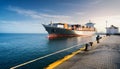 container ship piered at the harbour AI generated Royalty Free Stock Photo