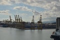 Container Ship in Port of Barcelona Cargo logistic terminal Royalty Free Stock Photo