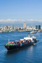 The container ship into the port of Kaohsiung, Taiwan. Royalty Free Stock Photo