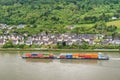 Container ship on the Rhine River, Germany Royalty Free Stock Photo