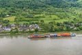 Container ship on the Rhine River, Germany Royalty Free Stock Photo