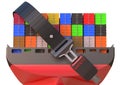 Container ship with safety belt, safety delivery concept Royalty Free Stock Photo