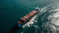 Container ship shipping containers in the middle of the sea. Generative AI