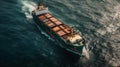 Container ship shipping containers in the middle of the sea. Generative AI