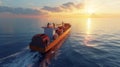 A container ship undergoing LNG bunkering showcasing the potential for reducing emissions in the shipping industry Royalty Free Stock Photo