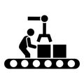 Container, shipping, man, machinery, automation icon. Element of manufacturing icon. Premium quality graphic design icon. Signs Royalty Free Stock Photo