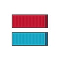 Container shipping vector illustration line outline, metal cargo containers in red and blue color isolated on white Royalty Free Stock Photo