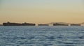 Container ships crowd the anchorage at the Port of Long Beach during long supply chain delays