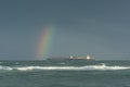 Container ships and rainbow Royalty Free Stock Photo