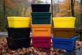 container stack with different sizes and colors for maximum visual impact