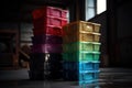 container stack with different sizes and colors for maximum visual impact