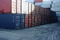 Container stack For importing and exporting goods Royalty Free Stock Photo