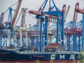 Container terminal Burchardkai in Hamburg on the Elbe Royalty Free Stock Photo