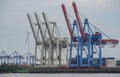 Container terminal Burchardkai in Hamburg on the Elbe Royalty Free Stock Photo