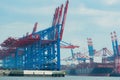 Container terminal Burchardkai in Hamburg on the Elbe Royalty Free Stock Photo