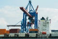 Container terminal Burchardkai in Hamburg on the Elbe Royalty Free Stock Photo