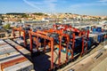 Container terminal at Lisbon shipyard Royalty Free Stock Photo
