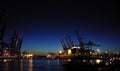 Container terminal at night