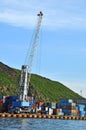 Container terminal at port Vladivostok Royalty Free Stock Photo