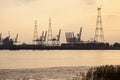 Container Terminal Silhouette Royalty Free Stock Photo