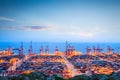 Container terminal in twilight