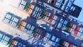 Container terminals in port and container shipping,large cargo port,top view Royalty Free Stock Photo