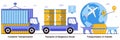 Container Transportation, Transport of Dangerous Goods, Transportation of Animals with People Characters Illustrations Pack