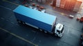 Container truck parked at the transshipment station. - Generative ai