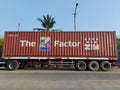 container truck on the side of the road Royalty Free Stock Photo