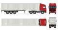 Container truck vector mockup. Isolated vehicle template side, front, back, top view Royalty Free Stock Photo