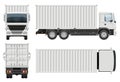 Container truck vector template side, front, back, top view