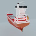 Container vessel 3D Render. Container feeder vessel