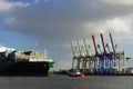 container vessel in hamburg harbor Royalty Free Stock Photo