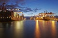 Container vessels at Hamburg harbour Royalty Free Stock Photo