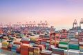Container yard and port Royalty Free Stock Photo