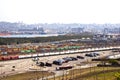 Containers Against Durban Harbor and City Skyline