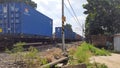 Containers being shipped via rail