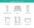 Containers for biomaterial a set of line icons in vector, illustrations of containers for blood and feces, urine and Royalty Free Stock Photo