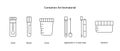 Containers for biomaterial a set of line icons in vector, illustrations of containers for blood and feces, urine and Royalty Free Stock Photo