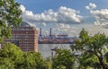 view of the transhipment port in hamburg Royalty Free Stock Photo