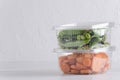 Containers for healthy snack.Concept of quick organic food.Empty space for text Royalty Free Stock Photo