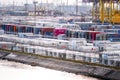 Containers in a large sea port... Royalty Free Stock Photo