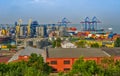 Containers loading by crane in the morning , Trade Port , Shipping Royalty Free Stock Photo