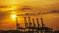 Containers loading shipping crane at morning Royalty Free Stock Photo