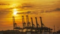 Containers loading shipping crane at morning Royalty Free Stock Photo