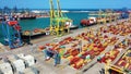 Containers logistic area in Valencia harbor.