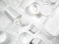 Containers of plastic and polystyrene